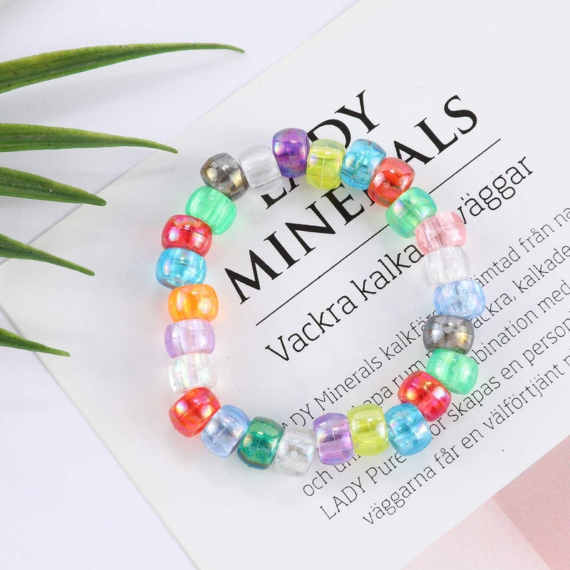 MAKERSLAND 2600+pcs Pony Beads Kit Transparent AB Color Rainbow Plastic Bead Multicolor Pony Beads Bulk Elastic String, Hair Bead for Braids DIY Crafts Jewelry Making Kit for Bracelets Necklaces - Image 5